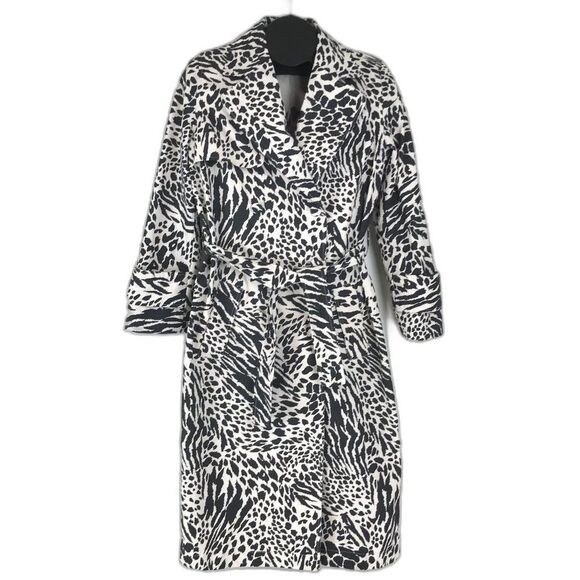 NEW Sergio Hudson x Target Animal Print Strong Shoulder Trench Coat Women's XXS - Picture 1 of 14